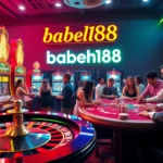 Experience the thrill of winning at babeh188 in a vibrant casino setting featuring roulette and slot machines.