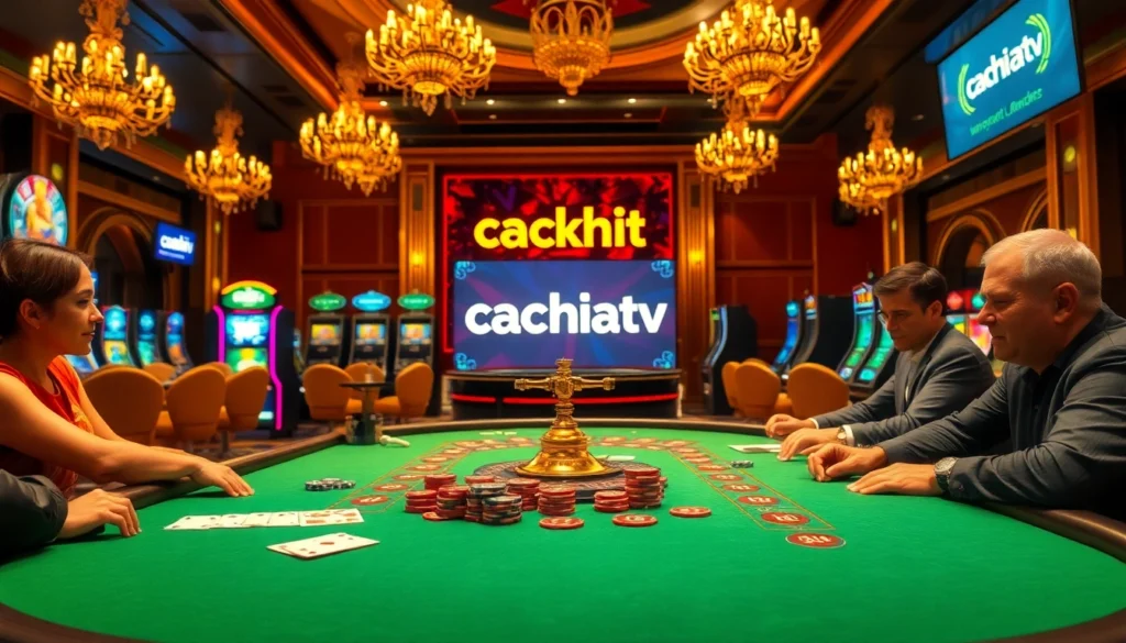 Cakhiatv highlights an engaging casino scene with players at a blackjack table, enhancing the thrill of betting.