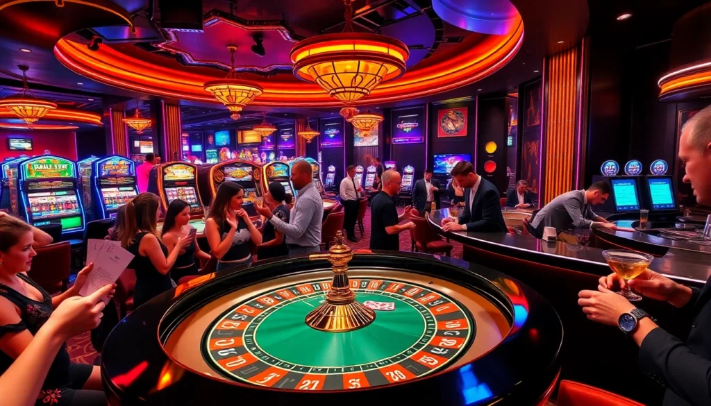 Players at a casino roulette table experience the excitement of gambling with https://go8.sa.com/ featured subtly in the scene.