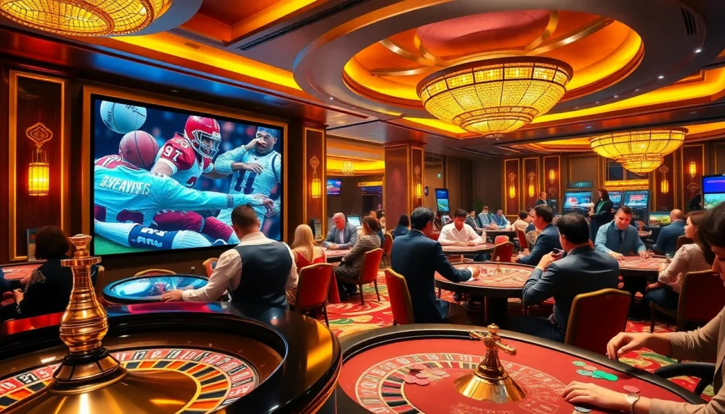 Players excitedly placing bets at a table with the latest kèo nhà cái hôm nay displayed prominently, immersed in the thrill of the game.