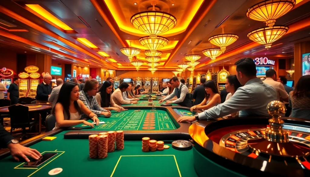 Experience the thrill of gambling at tg88.com with players enjoying exciting casino games at vibrant tables.